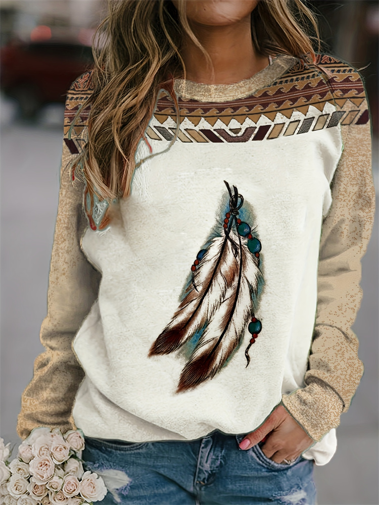 Ethnic Indian Fashion - 2025 New Indian Style Feather Print