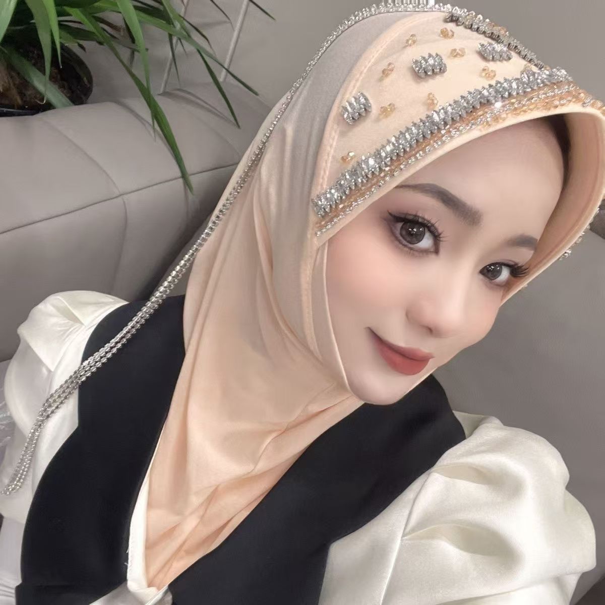 Luxury Hat Hijab Pink Scarf wi - Ethnic Fashion For Women incelemesi ve fiyatı