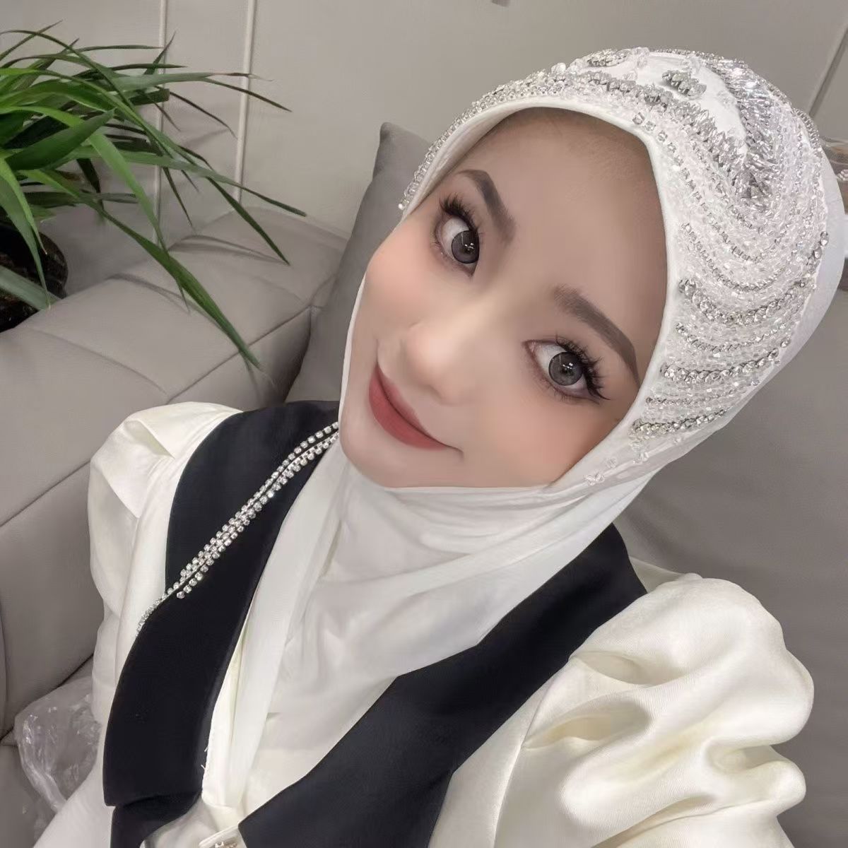 Luxury Hat Hijab Pink Scarf wi - Ethnic Fashion For Women incelemesi ve fiyatı