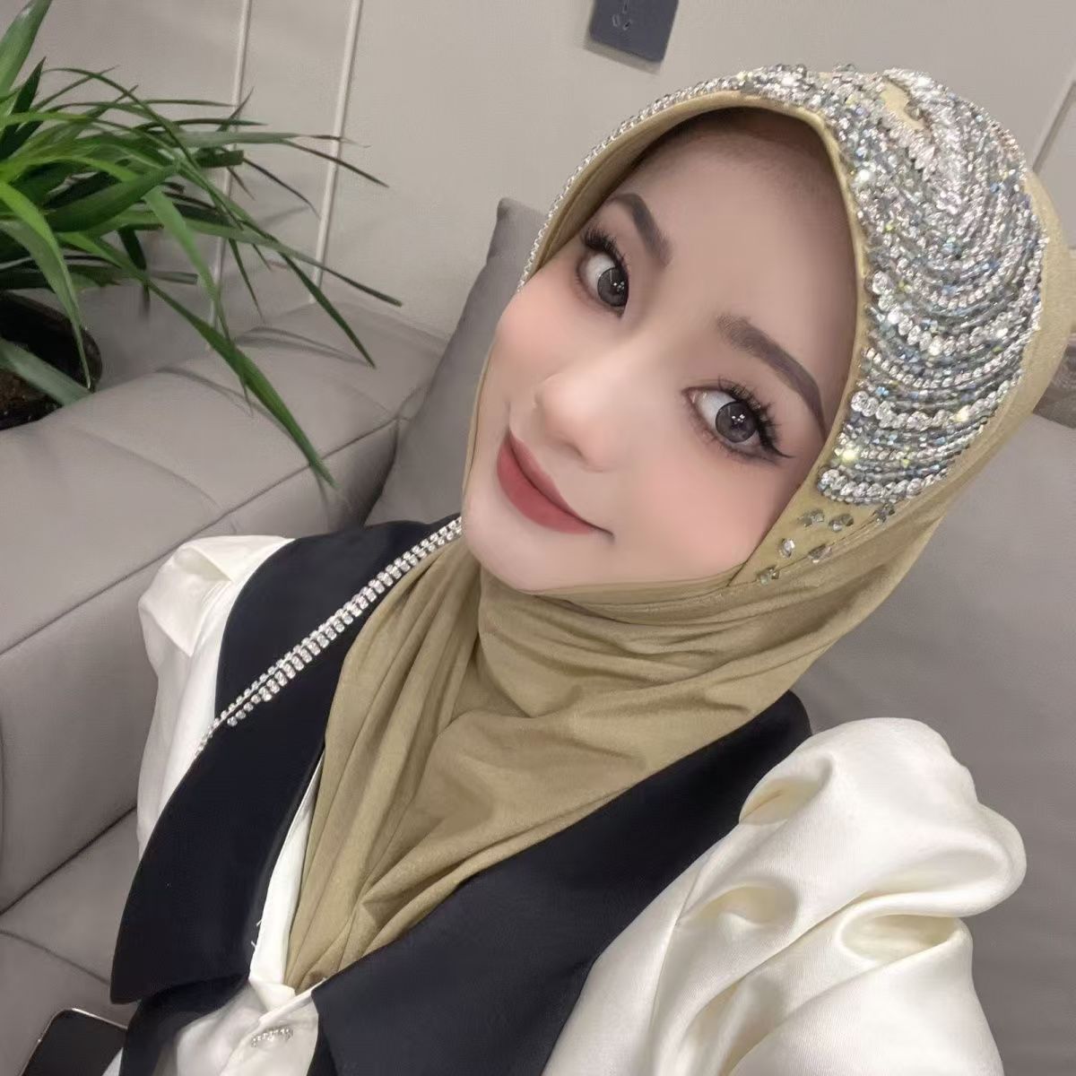Luxury Hat Hijab Pink Scarf wi - Ethnic Fashion For Women incelemesi ve fiyatı