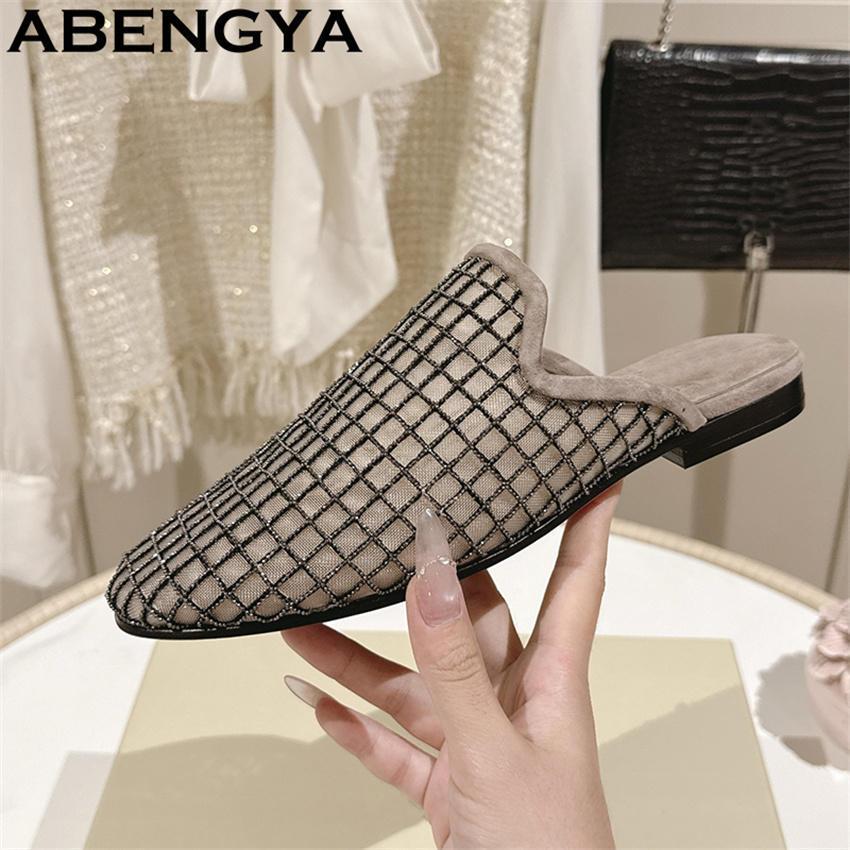 Shiny Lace Mesh Round Toe Flat - Ethnic Fashion For Women incelemesi ve fiyatı