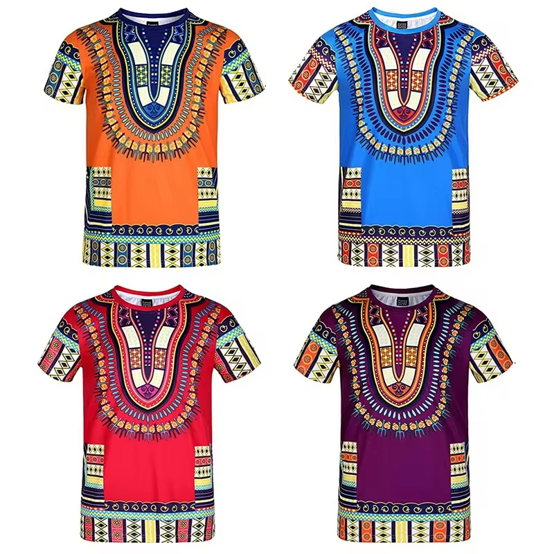 Summer Harajuku 3D Print Afric - Dashiki Shirt Men incelemesi ve fiyatı